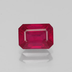 Rubino naturale rosso da 1,38 ct, taglio smeraldo, VS-SI