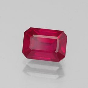 Rubino naturale rosso da 1,38 ct, taglio smeraldo, VS-SI