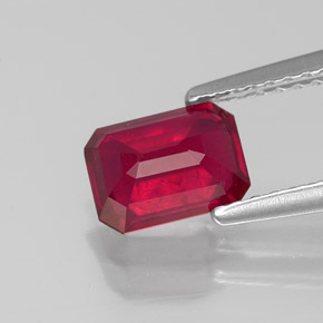 Rubino naturale rosso da 1,38 ct, taglio smeraldo, VS-SI