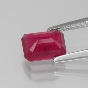 Rubino naturale rosso da 1,56 ct, taglio smeraldo, SI