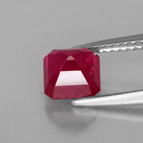 Rubino naturale rosso da 1,55 ct, taglio smeraldo, SI