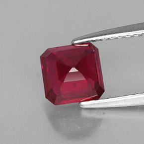 Rubino naturale rosso da 1,65 ct, taglio smeraldo, SI