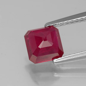 Rubino naturale rosso da 1,49 ct, taglio smeraldo, SI