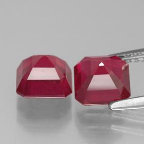Rubino naturale rosso da  ct, taglio smeraldo, VS-SI