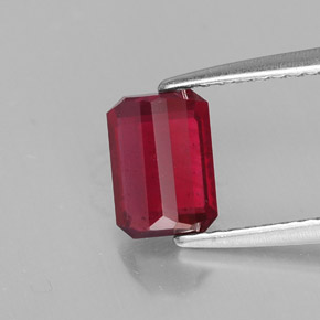 Rubino naturale rosso da 1,50 ct, taglio smeraldo, SI