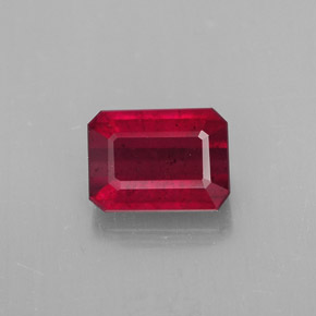 Rubino naturale rosso da 1,57 ct, taglio smeraldo, SI