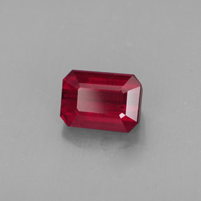 Rubino naturale rosso da 1,73 ct, taglio smeraldo, SI