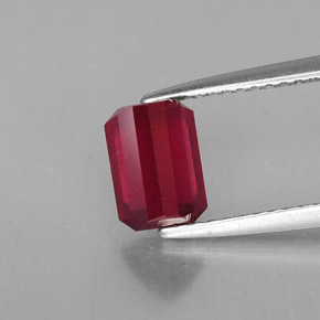 Rubino naturale rosso da 1,73 ct, taglio smeraldo, SI