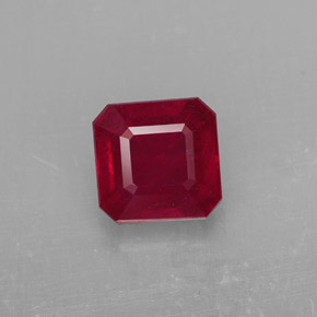 Rubino naturale rosso da 1,58 ct, taglio smeraldo, SI