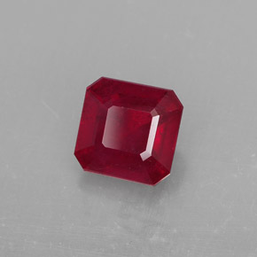 Rubino naturale rosso da 1,58 ct, taglio smeraldo, SI