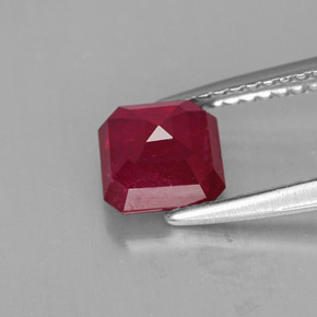 Rubino naturale rosso da 1,58 ct, taglio smeraldo, SI