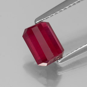 Rubino naturale rosso da 1,57 ct, taglio smeraldo, SI