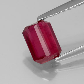 Rubino naturale rosso da 1,34 ct, taglio smeraldo, SI