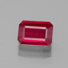 Rubino naturale rosso da 1,62 ct, taglio smeraldo, SI