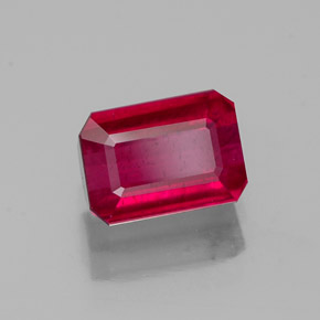 Rubino naturale rosso da 1,62 ct, taglio smeraldo, SI