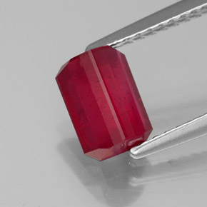 Rubino naturale rosso da 1,62 ct, taglio smeraldo, SI