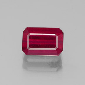 Rubino naturale rosso da 1,32 ct, taglio smeraldo, SI