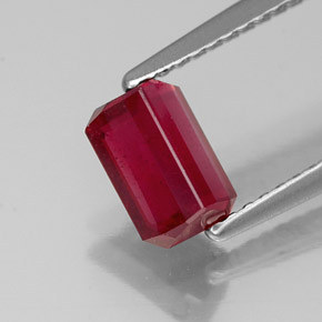 Rubino naturale rosso da 1,32 ct, taglio smeraldo, SI