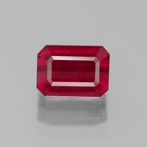 Rubino naturale rosso da 1,56 ct, taglio smeraldo, SI