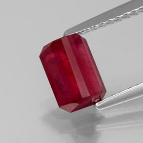 Rubino naturale rosso da 1,56 ct, taglio smeraldo, SI