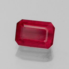 Rubino naturale rosso da 1,20 ct, taglio smeraldo, SI