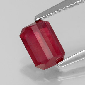 Rubino naturale rosso da 1,20 ct, taglio smeraldo, SI