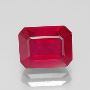 Rubino naturale rosso da 3,22 ct, taglio smeraldo, SI