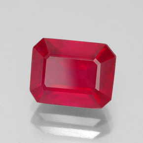 Rubino naturale rosso da 3,22 ct, taglio smeraldo, SI