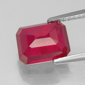 Rubino naturale rosso da 3,22 ct, taglio smeraldo, SI