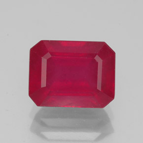 Rubino naturale rosso da 3,58 ct, taglio smeraldo, SI