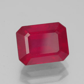 Rubino naturale rosso da 3,58 ct, taglio smeraldo, SI