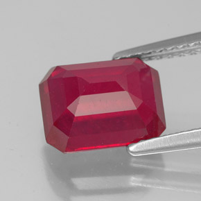 Rubino naturale rosso da 3,58 ct, taglio smeraldo, SI