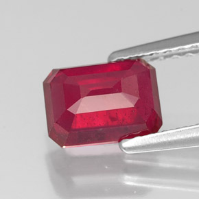 Rubino naturale rosso da 1,76 ct, taglio smeraldo, SI