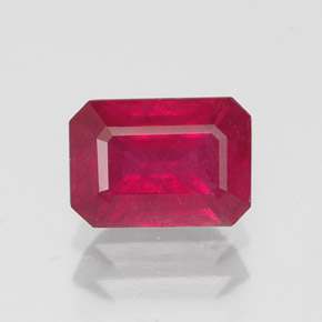 Rubino naturale rosso da 1,40 ct, taglio smeraldo, SI