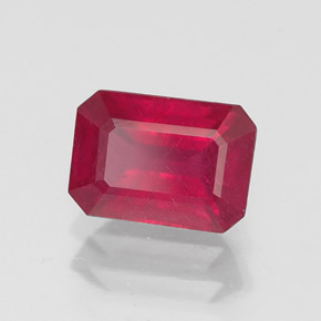 Rubino naturale rosso da 1,40 ct, taglio smeraldo, SI