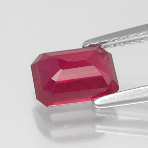 Rubino naturale rosso da 1,40 ct, taglio smeraldo, SI