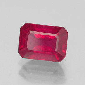 Rubino naturale rosso da 1,62 ct, taglio smeraldo, SI