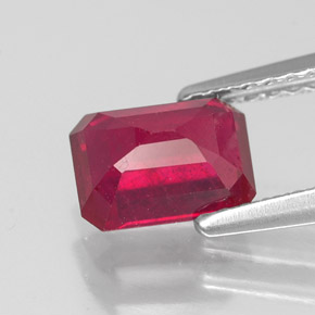 Rubino naturale rosso da 1,62 ct, taglio smeraldo, SI