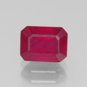 Rubino naturale rosso da 1,39 ct, taglio smeraldo, SI