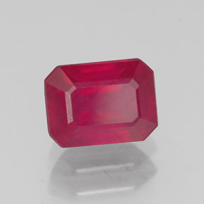 Rubino naturale rosso da 1,39 ct, taglio smeraldo, SI