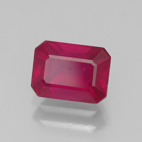 Rubino naturale rosso da 1,41 ct, taglio smeraldo, VS-SI