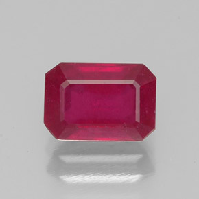 Rubino naturale rosso da 1,43 ct, taglio smeraldo, VS-SI