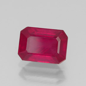 Rubino naturale rosso da 1,39 ct, taglio smeraldo, VS-SI