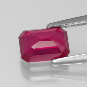 Rubino naturale rosso da 1,39 ct, taglio smeraldo, VS-SI
