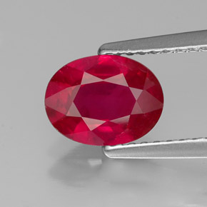 Rubino naturale rosso da 1,41 ct, taglio ovale, VS-SI