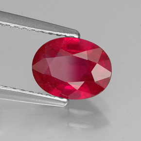 Rubino naturale rosso da 1,41 ct, taglio ovale, VS-SI