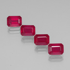 Rubino naturale rosso da  ct, taglio smeraldo, VS-SI