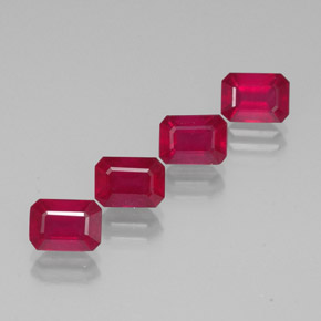 Rubino naturale rosso da  ct, taglio smeraldo, VS-SI