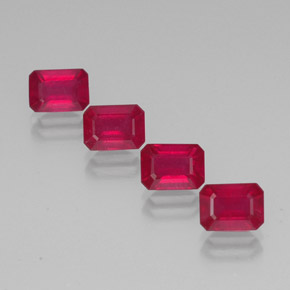 Rubino naturale rosso da  ct, taglio smeraldo, VS-SI