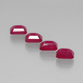 Rubino naturale rosso da  ct, taglio smeraldo, VS-SI
